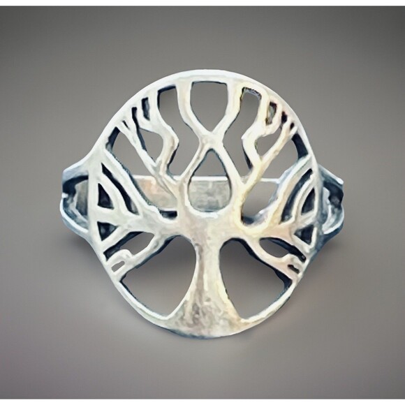 Sterling Silver .925  Tree of Life Detailed Ring – Size 7.5 - Picture 1 of 10